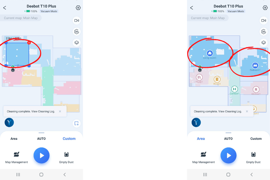 Einzelzimmerreinigung bzw. Bereichsreinigung wird in der ECOVACS DEEBOT Home App eingestellt